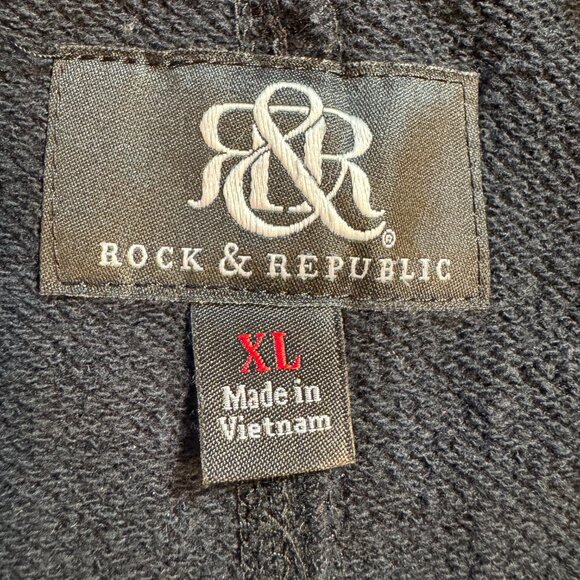 Rock & Republic Jacket Mens XL Black Pockets Lightweight Jersey Knit - Picture 8 of 9